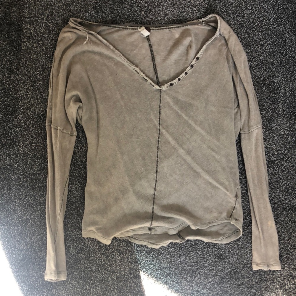 Free People long sleeve army green shirt.